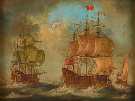 NETHERLANDS, 17th/18th CENTURY: "Warships at Sea"
