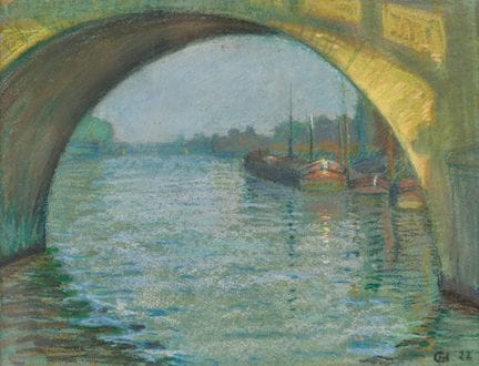 SWITZERLAND, 20TH CENTURY: River Scene with an Arc