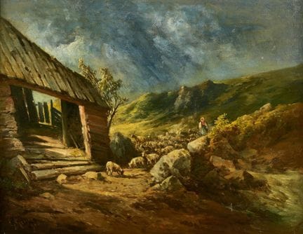 GEYER, GEORG (1823 Vienna 1912): Flock of Sheep Re