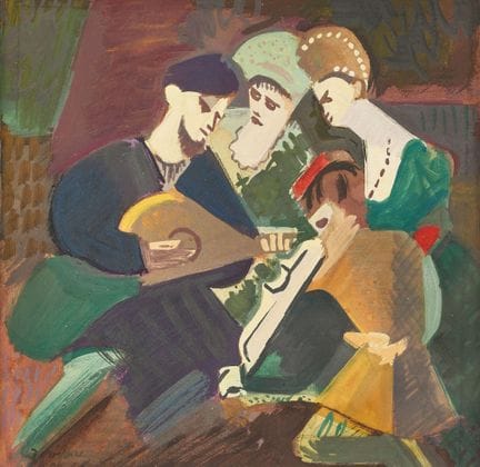 FRANCE, XXe SIÈCLE : Groupe de personnages avec un