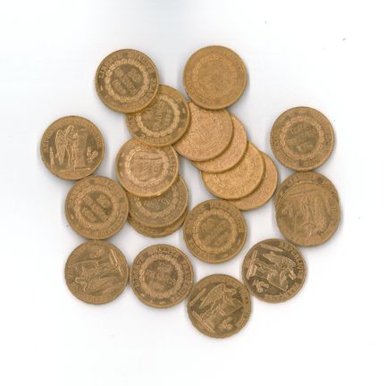 20 monnaies or : 20 FF Génie 1896 A