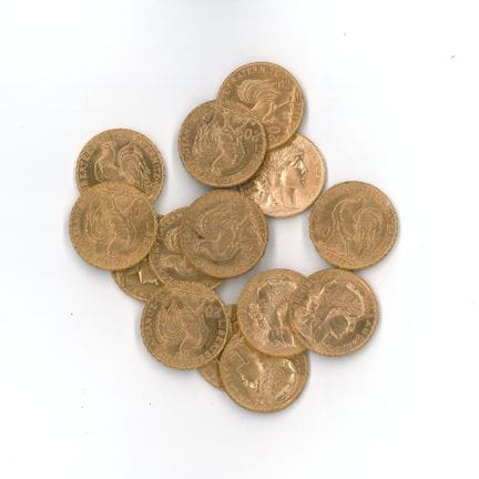 14 monnaies or : 20 FF Coq 1912