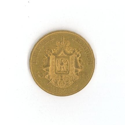 1 monnaie en or : 50 FF Napoléon III 1857 A
