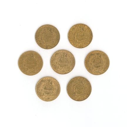 7枚金币：1851年A版20法郎塞雷斯金币