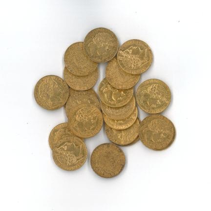 20 枚金币：20 FF Cérès 1851 A