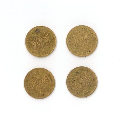 4 monnaies or : 8 Florins Autriche François-Joseph