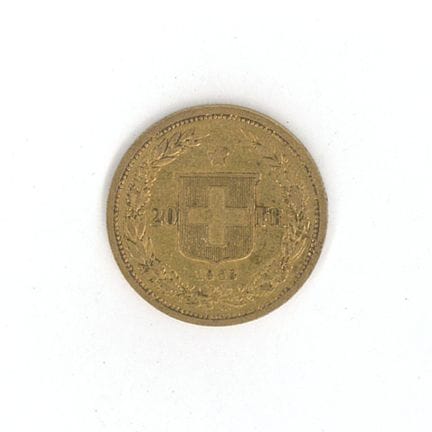 1 monnaie or : 20 F Suisse 1883