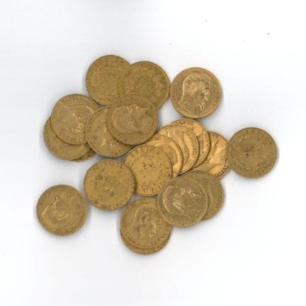 20 枚金币：20 FF 拿破仑三世光头 1854 A