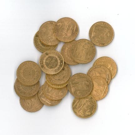 20 monnaies or : 20 FF Génie (1875 A x 1, 1876 A x