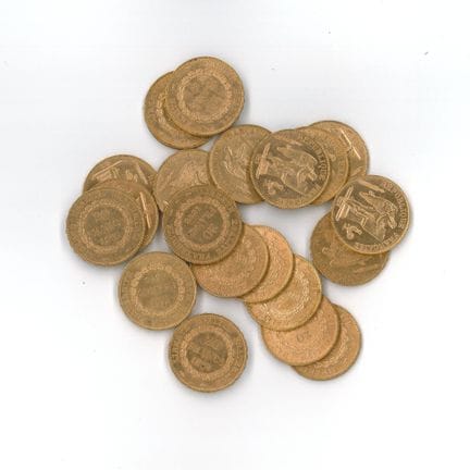 20 monnaies or : 20 FF Génie 1896 A