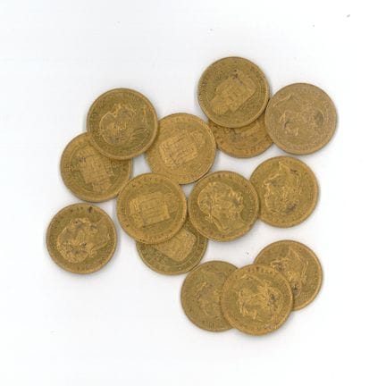 14 monnaies or : 8 Florins Magyar Hongrie (1873 x 