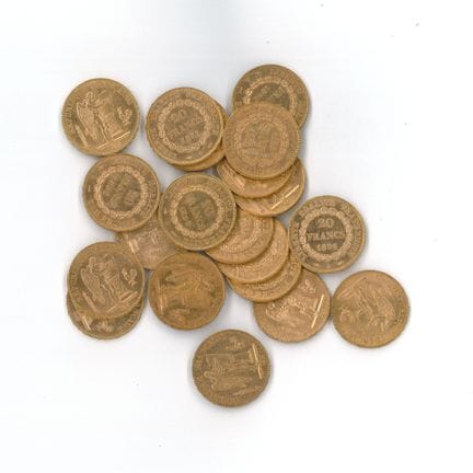 20 monnaies or : 20 FF Génie 1896 A