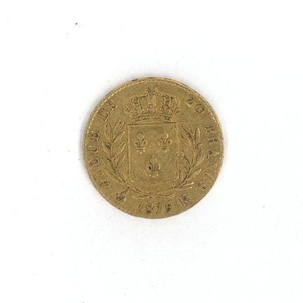 1 monnaie en or : 20 FF Louis XVIII 1815 R Londres