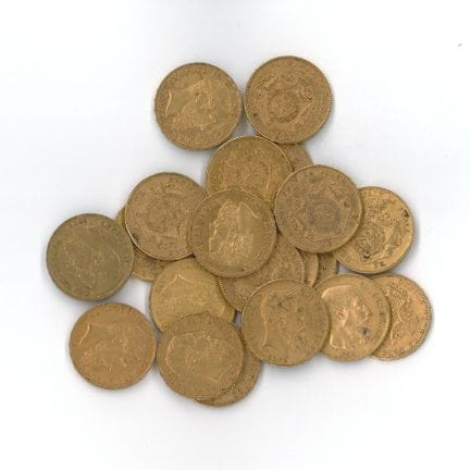 20 monnaies or : 20 F Belgique Léopold II (1868 x 