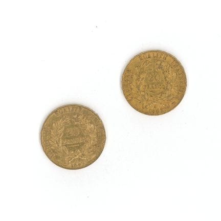 2枚金币：1849年A版20法郎塞雷斯币