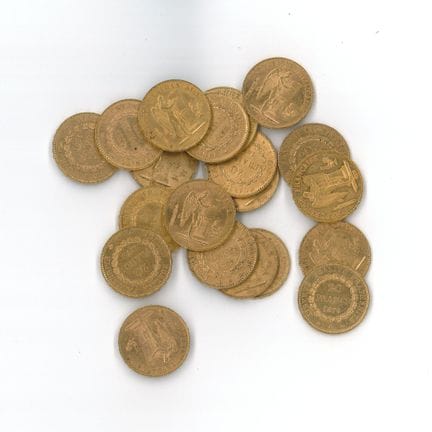 20 monnaies or : 20 FF Génie (1875 A x 1, 1876 A x