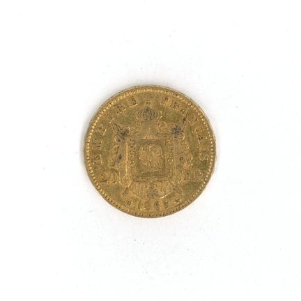 1 monnaie en or : 20 FF Napoléon III tête laurée 1