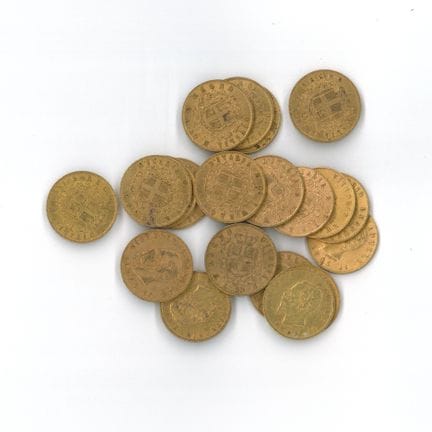 20 monnaies or : 20 Lires Italie Victor-Emmanuel I
