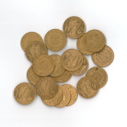 20 monnaies or : 20 FF Génie (1871 A x 1, 1875 A x