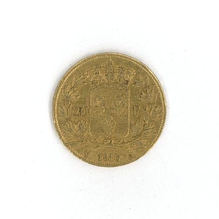 1枚金币：1816年路易十八20法郎金币 A