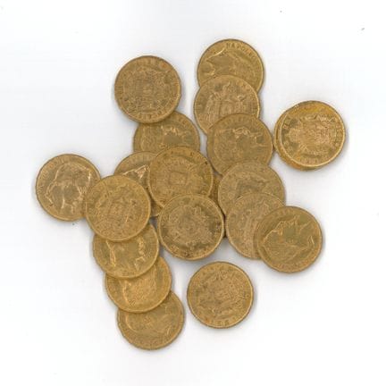 20 monnaies or : 20 FF Napoléon III tête laurée 18