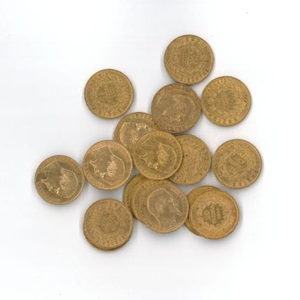 20 monnaies or : 20 FF Napoléon III tête nue 1860 