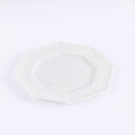 DIOR. Plato de postre octogonal blanco, modelo Can
