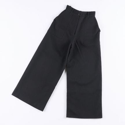 HERMES. Pantalones anchos de mujer de lana negra, 