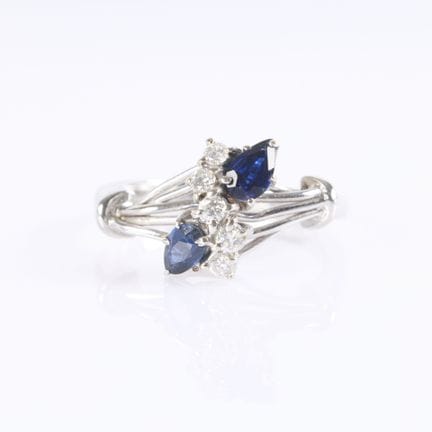 Anillo «Tú y yo» de oro blanco, engastado con dos 