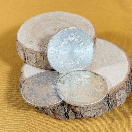 Set di monete d'argento composto da 3 monete da 50