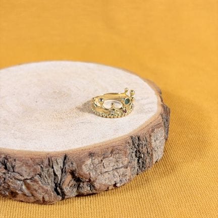 Anello "corona" in oro giallo 750/1000 (18 carati)