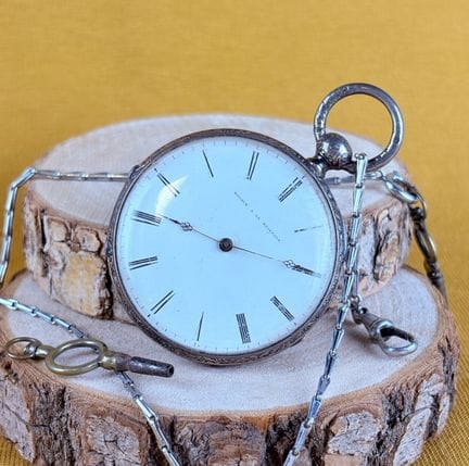 Orologio da tasca in argento 800/1000, doppio fond