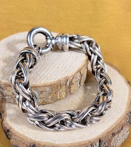 Bracciale flessibile in argento 800/1000 con magli