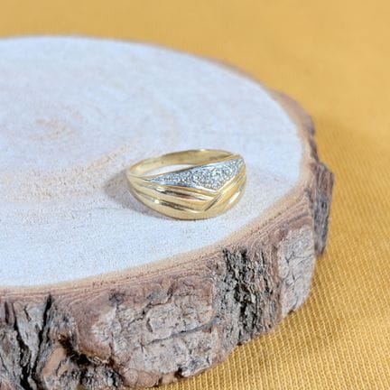 Anello semi-circolare in oro giallo e oro bianco 7