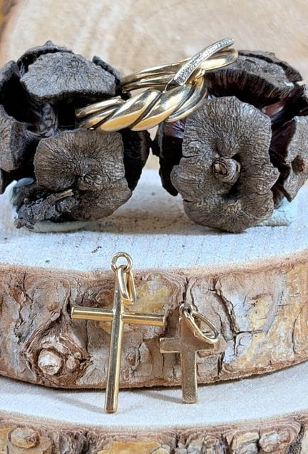 Set di gioielli in oro giallo e oro bianco 750/100