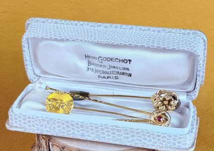 Set aus drei Krawattennadeln aus Gelbgold 750/1000