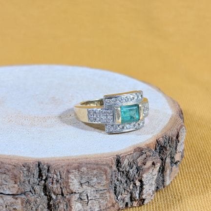 Bague en or jaune et or gris 750/1000 (18K) à plat