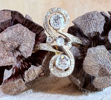 Bague Vous & Moi en or jaune et or gris 750/1000 (