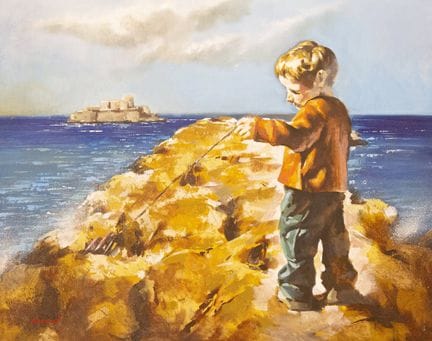 Yong-Man KWON (1972). «Niño jugando entre las roca