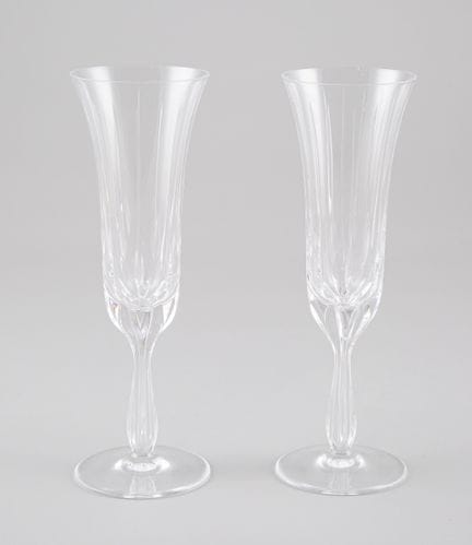 CARTIER. Cinco copas de champán de cristal tallado