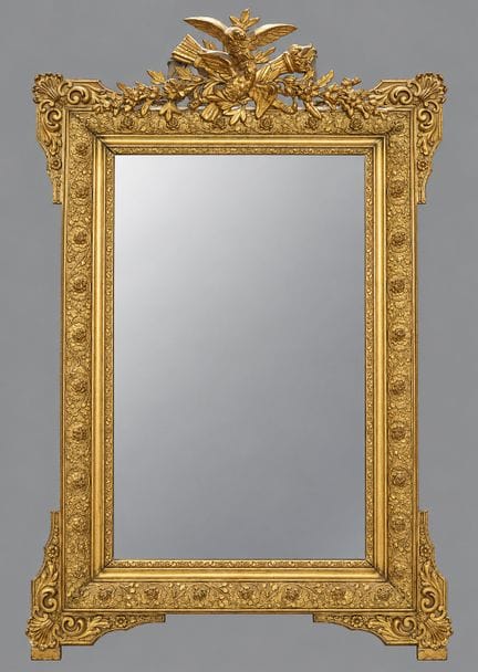Espejo de madera y estuco dorado, del siglo XIX. 1