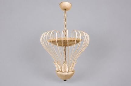 MURANO. Lampadario a cesto con filamenti di vetro 