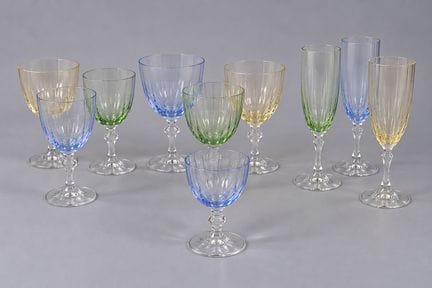 BACCARAT. Juego de copas de cristal, modelo «Aquar