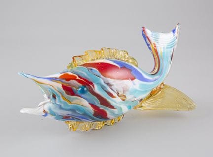 MURANO. Pez grande de cristal soplado con inclusio