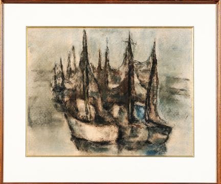 Ibrahim SHAHDA (1929–1991): Die Boote. Pastell, un