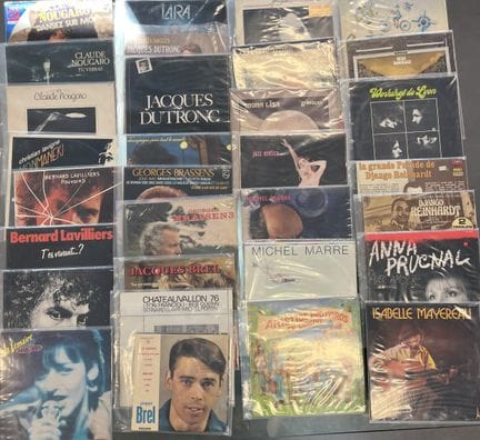 Lot de 30 disques vinyles 33 tours variété françai
