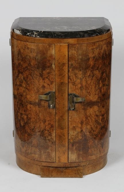 Small Art Deco cabinet with a rounded front made o