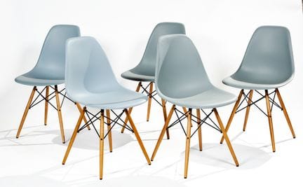 Charles EAMES - VITRA: Lote de 5 sillas DSR con ca
