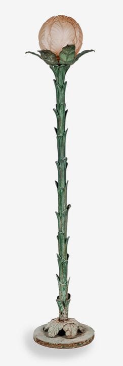 Lámpara de pie Art Déco de chapa verde repujada co