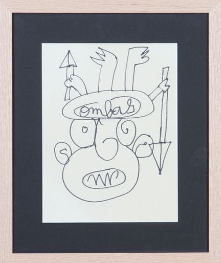 罗伯特·孔巴斯（1957）：《自画像》。墨水素描，中间有签名。尺寸：26.5 x 20 厘米